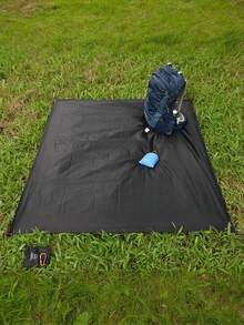 1 件装轻质防水野餐垫，防沙四季帆布露营毯，易于清洁，适合海滩、公园、花园、户外家庭旅行，尼龙框架，黑色