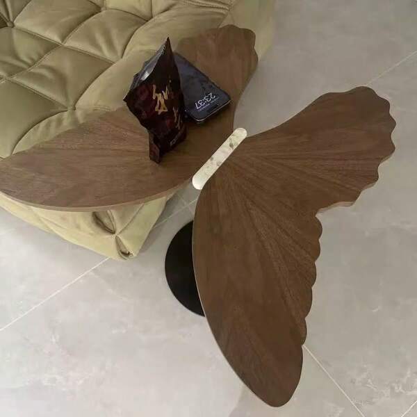 1pc Japanese Wabi-Sabi Style Cloud Petal Coffee Table, Modern Minimalist Asymmetrical Teahouse Living Room Butterfly Side Table