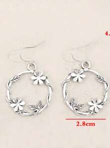 1 Par de Brincos Vintage de Metal com Desenho Floral e Vinha em Estilo Minimalista, Elegante Presente de Joias de Moda Retrô para Mulheres