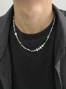 1 Stück Titanstahl Splicing unregelmäßige Schlüsselbein Kette im klassischen Hip-Hop Stil, geeignet für Herren und Damen als vielseitiges hochwertiges Accessoire für den Alltag