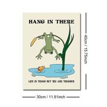 1pc Frameless Hang In There Motivation Frog Mental Health Wall Art Poster Canvas Print Positive Quote Therapy Counsellor Office Decor Painting For Dorm,Bedroom,School,Modern Home Decoration