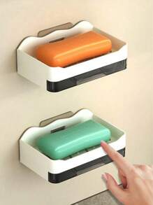 1pc Non-Perforated Soap Rack, Bathroom Storage Rack, Bathroom Tray