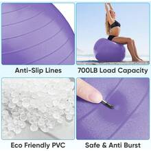 APEXUP - Pelota para yoga y pilates, antideslizante, resistente, para ejercicios de fitness, equilibrio y core - Rosa - Ver 4