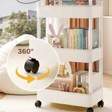 3 Layer/ 4Layer Plastic Rolling Utility Cart With Handle Storage Trolley For Office, Living Room, Kitchen, Movable Storage Organizer With Wheel
