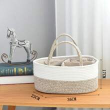 1 pieza Cesta de almacenamiento multifuncional, organizador portátil con divisiones para botellas, pañales, artículos esenciales para bebés, cesta de lavandería tejida a mano con cuerda, contenedor de almacenamiento de gran capacidad para el hogar, dormitorio, juguetes, uso en exteriores