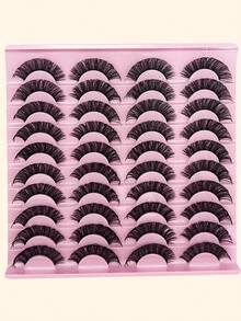 20 Pairs D Curl Russian Strip Lashes Fluffy Thick Fake Eyelashes Reusable Faux Mink Lashes