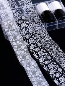 10 Rolls/Box Black & White Lace Nail Art Stickers, Nail Transfer Stickers, DIY Nail Decoration Accessories - Nhiều màu 2 - Xem 7