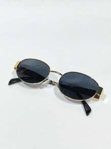 2pcs/Set Metal-Framed Oval-Shaped Retro And Fashionable Glasses Are Popular In Europe And America. They Are Suitable For Men And Women To Use Daily In Summer And Wear When Traveling To The Beach