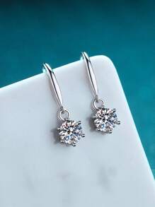 A Pair Of Girls European And American Simple Temperament Versatile Zirconia Earrings Six-Claw Earrings