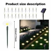 Luces solares de camino - 20 luces de jardín tipo margarita LED, luces decorativas impermeables para exteriores, adecuadas para pared, césped, patio, camino, paisajismo