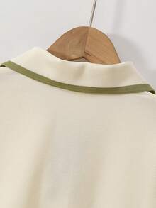 2pcs/Set Boys' Casual Polo Shirt And Shorts Set, Back To School Summer Outfit - Army Green - View 5