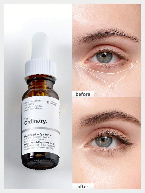 The Ordinary El Suero para Ojos Multi-Péptidos de The Ordinary, fórmula antienvejecimiento para patas de gallo, ojeras y bolsas, hidratante, 0,5 fl. oz. / 15ml