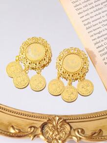 1 pieza Broche de mujer chapado en oro marroquí, con forma de moneda, estilo vintage, apto para fiesta de cumpleaños, boda y joyería de damas árabes