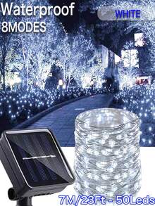 1 件太阳能灯串，50LED/100LED/300LED 太阳能星空灯串，8 种功能，室内外防水铜线仙女灯 7M/12M/22M/32M，多色选择，适合圣诞节、情人节、母亲节、节日送礼、婚礼告白、花园露台、草坪树枝、庭院小径、走廊装饰 - 彩色 - 查看 18