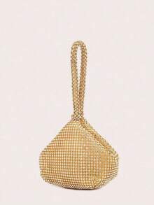 Lightweight, Business Casual Rhinestone Decor Bucket Bag Mini Drawstring Design, Clear Bag Faux Pearl Bag Evening Bag, Dinner Bag Glamorous, Elegant, Exquisite, Quiet Luxury Rhinestone For Party Girl, Woman, Bride Perfect For Party - Multicolor - View 6