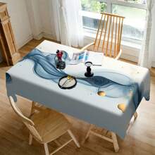 1 pieza Mantel de poliéster, diseño de patrón de pintura de nubes fluidas en color negro y dorado, mantel gris - perfecto para el hogar, la cocina, el restaurante, la fiesta, el festival, el regalo, la boda, la decoración de interiores y exteriores