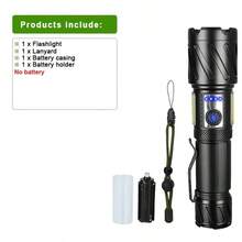 1 PIEZA Linterna LED de alta luminosidad, XHP360 + COB, 6 modos de iluminación, zoom, linterna recargable súper brillante, con clip y imán de botón, linterna multifuncional para exteriores, para camping, pesca, senderismo, ciclismo, emergencias, trabajo - Negro - Ver 13