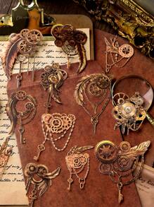12 Peças/Pacote Adesivos Rígidos Ocos de Engrenagem de Relógio Vintage, Adesivos Decorativos de Artesanato DIY de Scrapbooking para Jornais, Álbuns, Artigos Escolares, De Volta às Aulas