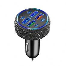 1 pièce Chargeur de voiture 2-en-1/8-en-1 avec strass, câble de charge 3-en-1 avec strass, charge rapide, Type C, USB, adaptateur de voiture, compatible avec Apple, téléphone, caméra de tableau de bord, iPad, GPS, cadeau pour les vacances/anniversaire