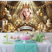1pc Custom Birthday Backdrop Banner, Personalized With Name, , Birthday Party Decoration Pink Gold Rose, Birthday Photography Backdrop, Girl Birthday Celebration Cute Princess Backdrop For Photobooth Studio, Suitable For Party, Birthday Celebration, Anniversary