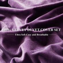 DIvellow Velvet Duvet Cover Queen Set Sage Green Comforter Cover 3Pcs Ultra Soft Cover Breathable Solid Luxury Flannel Velour Duvet Cover Zipper Closure Corner Tie - 紫色 - 查看 5