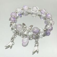 Nature-Inspired Butterfly & Water Drop Charm Bracelet, Multi-Color Sweet Minimalist Design, Suitable For Daily Wear, Perfect Gift For Friends And Family