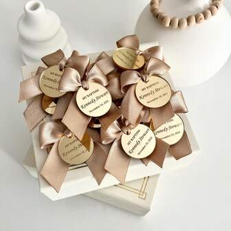 Christening Favors Tag, Gold Personalized Name Tag, Acrylic Mirror Tag, Lettering Name Logo Tag, Baptism Tag