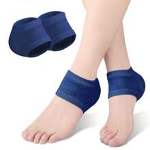 1 par de calcetines de gel para el talón que hidratan, de color negro, para aliviar el arco y dar soporte al talón, de material transpirable, con puntera abierta, calcetines tobilleros, cuidado de pies sin alcohol