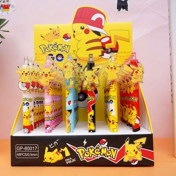 pokemon Pokémon Pikachu Patch Press Pen 0.5mm Black Core Smooth Highly Attractive Cartoon Neutral Pen Primary School Students Use Black Water Pen Creative Stationery Signature Pen Perfect Fan Gift
