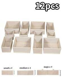 6/9/12 Pack Collapsible Storage Bins Fabric Underwear Storage Baskets Organizer For Shelf Home Closet Towels Toy Houseware,Household Merchandises,Birthday Decarations,New Year Gifts,Valentine's Day Gifts - Khaki - View 15