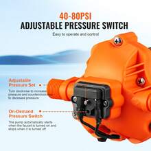 RV Water Pressure Diaphragm Pump 3Chambers 110V 3.3GPM 45PSI Adjustable Presssure Fresh Water Pump, Self Priming Sprayer Pump For RV Camper Marine Boat Lawn - 美規A型插(110-127V) - 查看 3