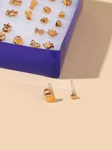 Assorted Mini Cartoon Gold-Color Plastic Stud Earrings, May Not Be The Same As The Picture