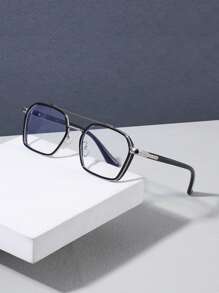 Men's Summer Pilot Clear Lens Glasses, Suitable For Computer, TV, Gaming, And Smartphone Use, Transparent Lenses To Protect Eyes From Visual Fatigue