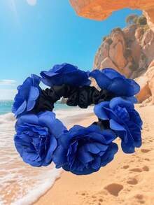 1 件织物雏菊花发圈，适合发髻发型海滩度假发带、手链装饰