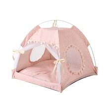 Pet Dog Tent House Floral Print Enclosed Tent Bed Indoor Folding Portable Comfortable Kitten Bed Kennel Small Pets