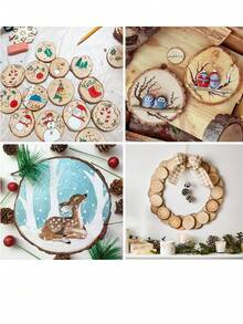 COSANSYS 10pcs Natural Wood Slices, 9-10 Cm Unfinished Round Log Slices, No Hole Pine Wood Discs With Tree Bark,Rustic Log Wooden Circles For Crafts,DIY Arts,Wedding,Christmas Ornaments Coasters - Brown - View 3