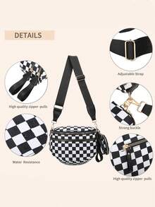 2025新款时尚格纹单肩包带零钱包，大容量百搭轻便斜挎包