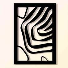 1 件抽象几何金属墙饰 - 黑白现代水平墙面雕塑，适用于客厅、卧室或教室 - 仅限室内的现代墙面装饰，适合节日或日常风格 - 黑色 - 查看 7