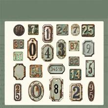 1 Packung 24 Stück Retro rostiger Stil Zahlen und Monate Aufkleber, personalisierte Junk Journal Ästhetik, Scrapbooking, DIY Collage Kartenmaterial, personalisierte Notizbücher, Kunst Planer, Büro- und Schulbedarf, Schulmaterial, Schulanfang