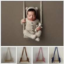 Fashion Newborn Photography Props Wooden Baby Swing Posing Accessories For Boy Girl Macrame Swing Posing Photo Props Swing