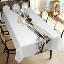 1 pieza Mantel de poliéster, diseño de patrón de pintura de nubes fluidas en color negro y dorado, mantel gris - perfecto para el hogar, la cocina, el restaurante, la fiesta, el festival, el regalo, la boda, la decoración de interiores y exteriores