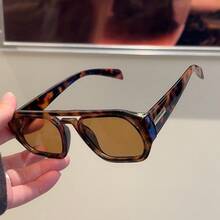 1 件男士复古双桥高品质奢华简约时尚眼镜（适合驾驶、旅行、休闲、户外、运动、日常使用） - 玳瑁框茶片 - 查看 5