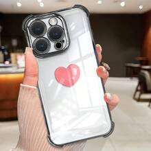 Compatible With IPhone 16/15/14/13/12/11 Pro, This Stylish Phone Case Combines A Unique Summer - Inspired Design With Transparent Shock - Resistant Protection. Its Ultra - Thin Hard Back, Made From Acrylic + TPU, Resists Yellowing, Ensuring Clear Coverage And Providing Excellent Drop Defense. Suitable For Both Men And Women, This  Phone Case Is A Great Gift For Friends, Especially With Its Simple Yet Charming Design Of A Pink Heart On A Clear Background, Adding A Sweet And Fashionable Touch. - Purple - View 4