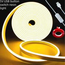 Lumière néon LED USB 5V avec corde lumineuse néon, lumière néon flexible et étanche avec lumière, convient pour l'intérieur et l'extérieur, chambres à coucher, rétroéclairages TV, armoires, etc./Blanc chaud