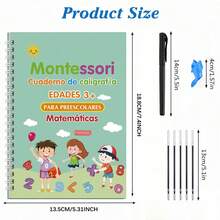 4pcs Spanish Handwriting Practice Notebook, Montessori Reusable Educational Calligraphy Alphabet Practice Toy Version Children Handwriting Exercise Book - Multicolor - View 4