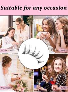 زوج من رموش مغناطيسية بتصميم عيون الأنمي مع أداة تطبيق، طقم رموش مغناطيسية قابلة لإعادة الاستخدام، مقاومة للماء بدون حاجة لصمغ، رموش صناعية طبيعية مناسبة للعيون الحساسة