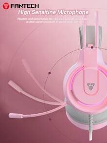 FANTECH Wired Computer Laptop Headset, Gaming Headphone, Classroom Headset, Dual Plug(USB A+3.5mm), Noise-Proof Over Ear Headphones With Mic, LED Light, Black/White/Pink - HQ53-multicolor - View 4