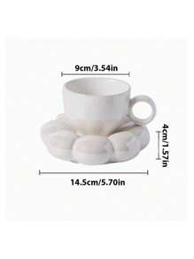 1set-Sunflower Design Ceramic Cup & Saucer Set, Multipurpose, Machine Washable, Material, Ideal For Coffee, Milk & Breakfast - Perfect Gift