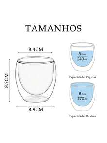 AUXOM Belifou  6Pcs Vidro Caneca De Café Dupla Isolamento Térmico 80ML