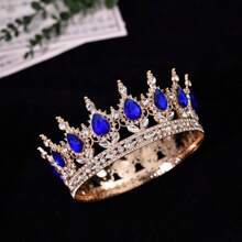 1 Stück eleganter Barock-Stil Diamant Tiara, luxuriöse Prinzessinnenkrone, glänzender runder Haarreif für Frauen, exquisites Hochzeits-Haaraccessoire, nicht waschbar, Schmuck für besondere Anlässe